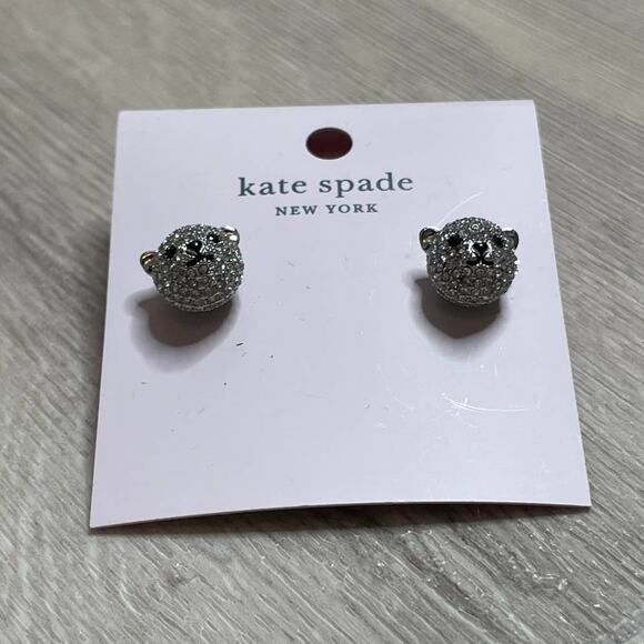 Kate Spade arctic friends polar bear pave mini studs Earrings - Picture 3 of 5